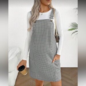 Black & White Plaid Pinafore Dress – Size 12 (XL) – NWOT
